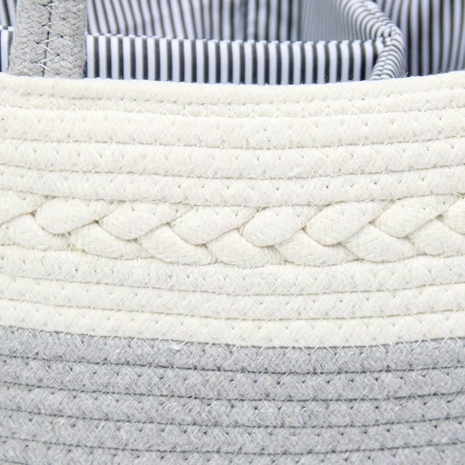 Casaphoria Caddy Organizer - Cotton Rope Basket with Removable Inserts, Soft Storage Caddy for Gifts, Cream and Gray
