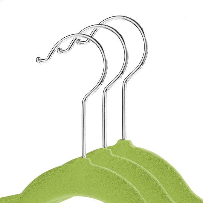 Casafield 100 Velvet Baby Hangers - 11" Size for Infant & Toddler Clothes - Lime Green