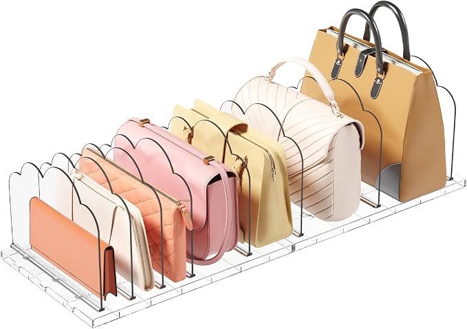 Lifewit Purse Organizer for Closet, Clear Handbags Storage Organizer, Adjustable Clutch Purse Storage Organizer Holder for Closet, 2 Pack Bookshelf Dividers for Sweater in Bedroom 35 x 24 cm/14 × 9.5"