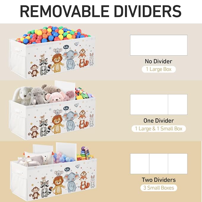 Extra Large Collapsible Toy Box with Lids, Sturdy Storage Organizer for Kids, 38"x16"x13" Toy Chest for Playroom, Nursery, Bedroom, Living Room (Woodland Animals)