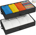 TidyCorner 2-Pack Under Bed Storage Containers, 4.5 Inches Tall Low Profile Underbed Clothes Storage Organizer Bin with Sturdy Sidewalls/Bottom, Underbed Storage Bins, Black