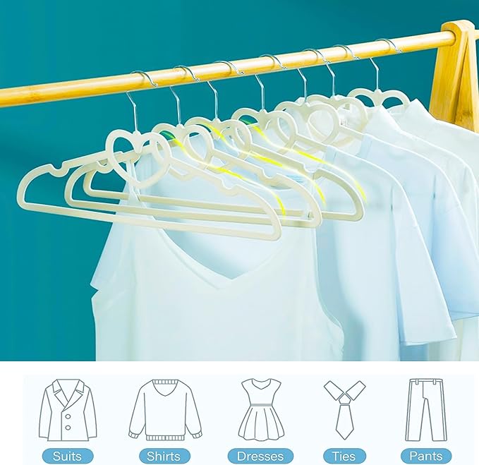 Velvet Hangers 20 Pack,16 Inch Non Slip Adult Heart Hanger (White) | 360° Swivel Hooks, Cascade Design, Space Saving