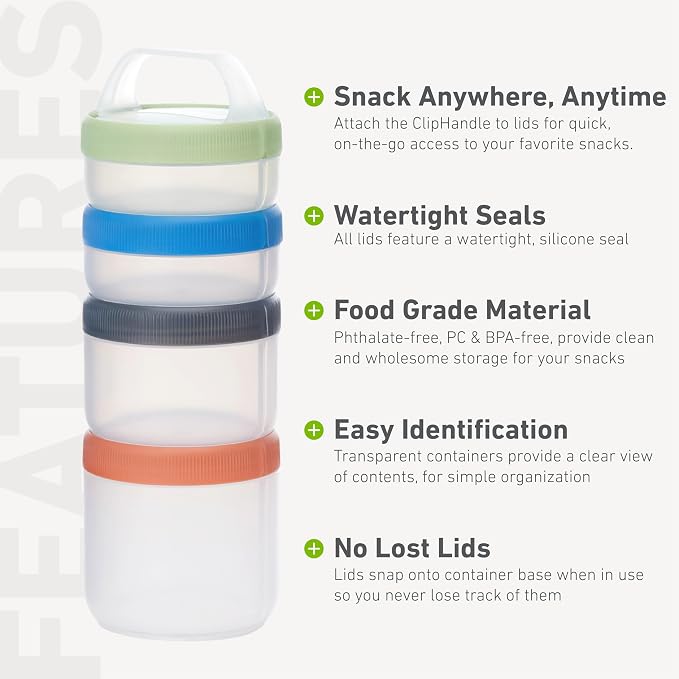 humangear Stax Modular Storage System - Food-Safe 4-Piece Stacking Container with Click-Handle