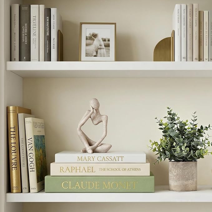 Sage Green Faux Book Box Set of 3 - Linen Decorative Books for Shelves, Fake Books for Decoration with Secret Compartment, Cottagecore Aesthetic Room Decor (Green-Beige-White)