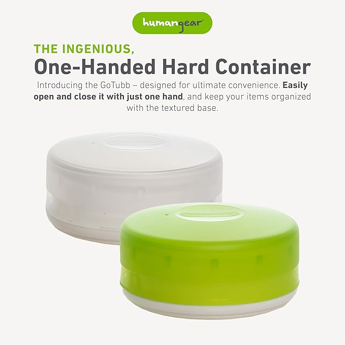 humangear GoTubb – Storage Containers for Snacks, Small Essentials and Travel Gear, Made from Food-Safe Materials, Clear/Green, Large (2-pack)