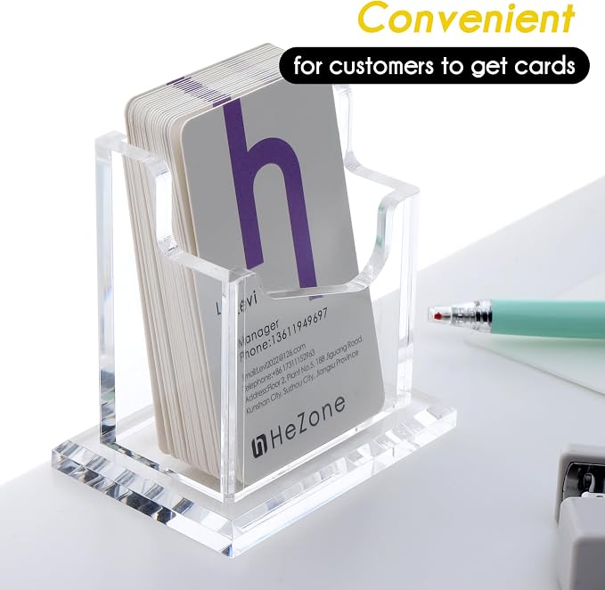 HeZone Vertical Business Card Holder Display for Desk 1 Slot Acrylic Business Card Stand Rack for Women and Men (1 Slot Vertical) for Exhibition,Home&Office