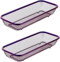 Kitchen Drawer Organizer, Stainless Steel Storage Container Metal Cabinet Storage Basket for Holding Silverware Kitchen Utensil, Pack of 2, Purple