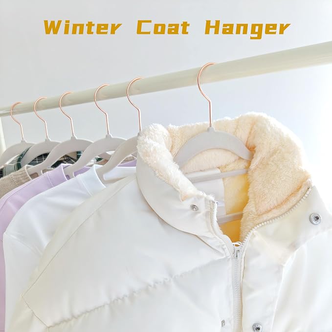 Gray Velvet Hangers 30 Pack - Rose Gold Hook, Space Saving Non-Slip Clothes Hangers, 16.5 Inch with Tie Bar for Coats,Sweater,Jackets,Dresses, Shirts, Suits & T-Shirts