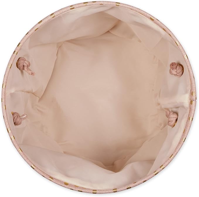 DII Polyester Storage Bin Gold Metallic Collection Collapsible with Handles Large Round Millennial Pink