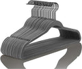 MIZGI Premium Velvet Hangers (50 Pack) Heavy Duty - Non Slip Felt - Gray Suit Hangers With Black Coated Hooks - Space Saving Clothes