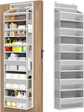 6 Tiers Over The Door Organizer, Heavy Duty Hanging Organizer Storage with Large Capacity Pockets, Behind Door Storage Hanging Shelves for Closet Wall Bathroom Bedroom Nursery Pantry, 1 Pack Grey