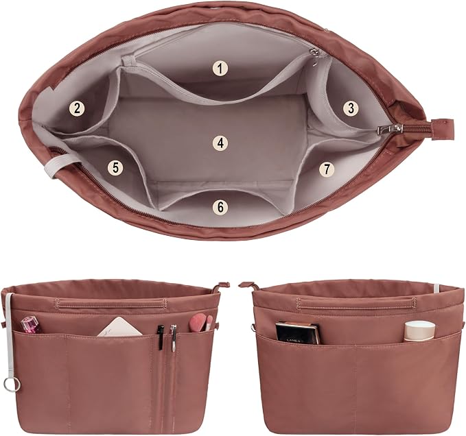 Vercord Purse Insert Organizers for Tote Handbag Bag in Bag with Zipper Liner Bag Organizer for Women 14 pockets