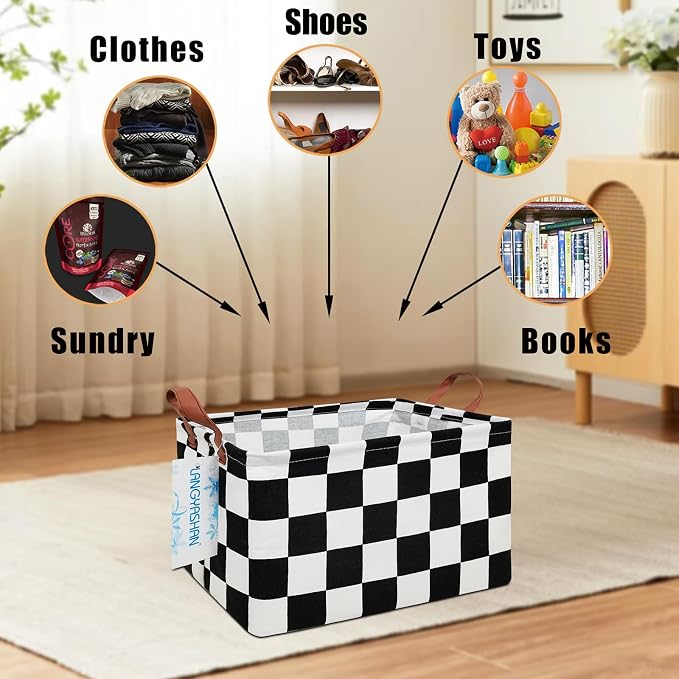 Rectangular Collapsible Boys Racecar Storage Basket Nursery Organizer | Car Storage Bin Foldable Canvas with Handles for Organizing Home Kitchen Children Toys Office Closet Shelf Baskets