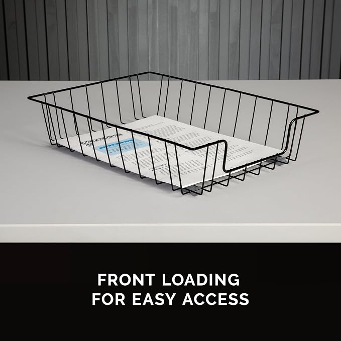 Fellowes Workstation 3" Letter Desk Tray Organizer, Wire, Black (60112) (Pack of 12)