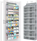 Yecaye Over The Door Organizer, 6 Tier Extra Large Behind Door Storage of 12 Compartments, 80lbs Heavy Duty Door Organizer Hanging with Clear Window for Closet Bedroom Pantry Bathroom, Grey