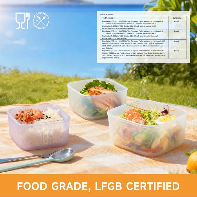 OTB Set of 2 Reusable Silicone Containers Clear, Nesting Leak-free Silicone Food Storage Boxes, BPA Free, Airtight, Dishwasher and Freezer Safe (Clear XL)