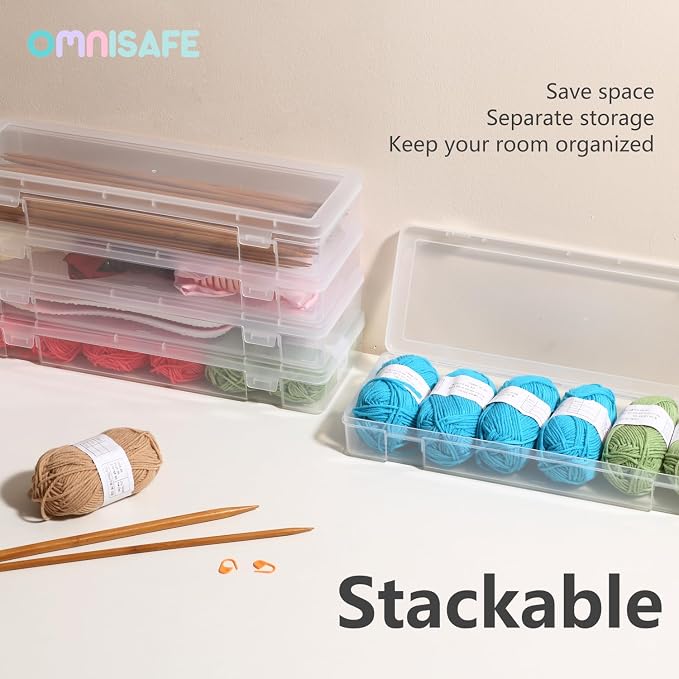 6 Pack Large Plastic Hobby Art Craft Organizer,Storage Containers | Stackable Design, Clear, Latching Lid, High-Grade Material, for Pencil Box, for Crayon