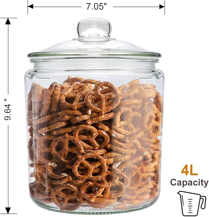 Accguan 1-Gallon Food Storage Containers,Glass Cookie Jar with Lid,Glass Jars for Bath Salts,Flour,Spices,Halloween Candy,Detergent,Kitchen Storage,Holiday Decoration Jars,DIY Gifts,2pcs