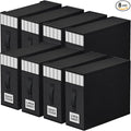 StorageTastic 8 Pack Bed Sheet Closet Organizers and Storage,Sturdy Foldable Storage Containers with Window and Label,Storage and Organization for Bedding Sheets,Duvet Covers,Blankets (Black)
