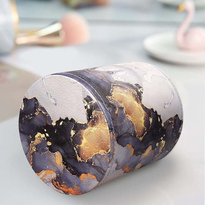 Large Capacity Colored Pen Holder for Desk, Leather Pencil Holder Pen Cup Marker Holder Makeup Brush Holders, Desk Accessories & Workspace Organizers for Home, Office, Gold Marble