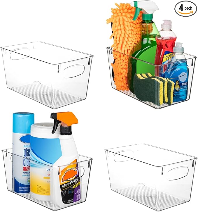 ClearSpace Clear Plastic Storage Bins – Perfect Kitchen Organization and Storage or Pantry Storage – Fridge Organizer, Pantry Organization and Clear Storage Bins, Cabinet Organizers