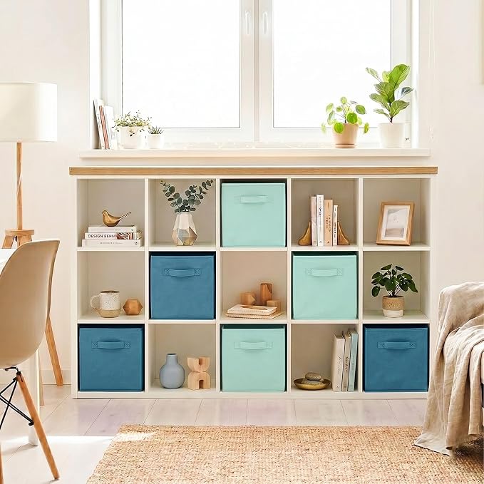 ShellKingdom Storage Bins, Foldable Fabric Storage Cubes And Cloth Storage Organizer For Closet And Toys, 6 Pack (Mint Green+Forest Green)