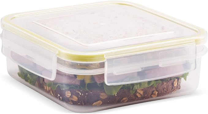 Komax Biokips Sandwich Containers (Set of 3) – Airtight Food Storage Containers – BPA-Free Lunch Containers for w/ Locking Lids – Microwave & Dishwasher Safe Sandwich Box Container Set