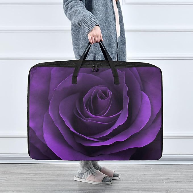 Blueangle Multipurpose Moisture Proof Foldable Purple Rose Storage Bag for Clothes Comforter Quilt Bedspread Pillow Blanket (100L)