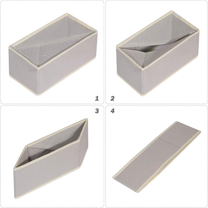 DIOMMELL Foldable Cloth Storage Box Closet Dresser Drawer Organizer Fabric Baskets Bins Containers Divider for Clothes Underwear Bras Socks Lingerie Clothing,Set of 9 Grey 090