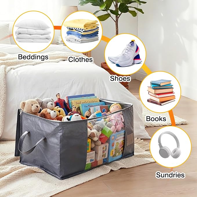 Blanket Storage Bags 6 Pack 90L Clothes Closet Organizer Containers PE