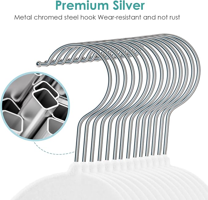 DUDUCOFU Velvet Hangers Non Slip Felt Hangers, 30 Pack White Velvet Clothes Hangers Space Saving Slim with 360 Degree Swivel Hook for Suits Coats, Jackets, Pants, and Dress Clothes