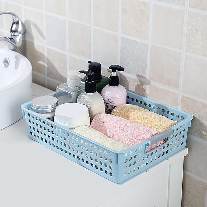 Soddeph A4 Paper Trays for Classroom with Grip Handles,Book Baskets for Library, Drawers, Office, Home,Desk,Turn in Trays Classroom Plastic Storage Baskets