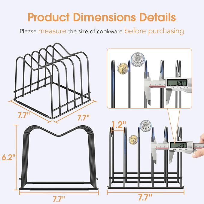 ORDORA Cutting Board Holder Stand Rack Organizer for Cabinet, 5mm Wire Storage Rack for Countertop, Baking Cookie Sheet Pan Organizer inside Cabinet, Chopping Board Holder for Pots, Lids and Skillets
