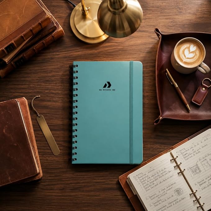 Nextnoid Lined Spiral Notebook Journal For Women & Men - A5(5.8" x 8.3") 170 Pages, Hardcover Notebooks for Work & Note Taking, College Ruled Journals for Writing - Turquoise