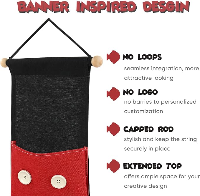 RUNROLE 8 Inch Narrow Fish Extender to Right Fit the Cabin Door - 1, 2, 3, 4 Pocket Hanging Storage Organizer, Easily Customize, 2026 & 2027 FE for Gift Exchanges and Pixie Dust, Cruise Essentials