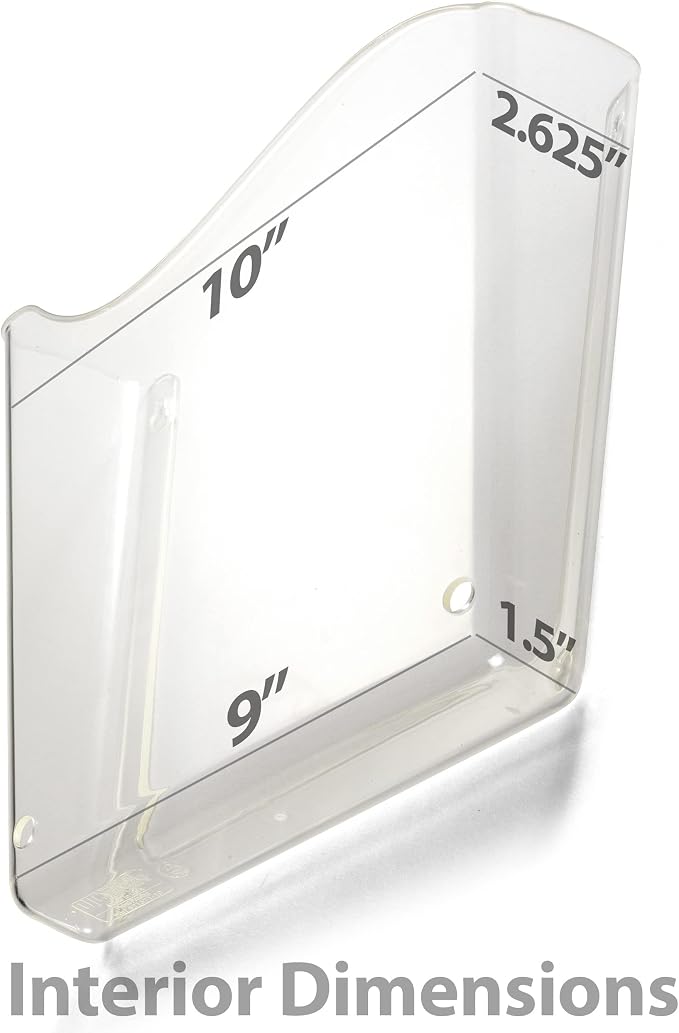 Officemate Vertical Wall File, Letter Size, Durable Unbreakable Plastic Organizer, Mountable Wall or Partition File Holder, Clear (21674) (Pack of 12)