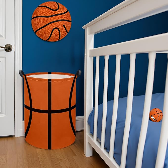 Basketball Kids Laundry hamper Baby Hamper for Nursery Boy and Girl Kids Cute Kids Toys Storage Bin Organizer Basketball Room Decor for Home(Basketball Pattern)