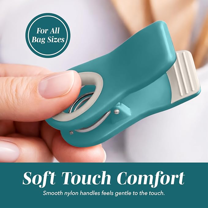 COOK WITH COLOR Bag Clips with Magnet- Food Clips, Chip, Bag for Food Storage with Airtight Seal Grip for Bread, Snack and Food Bags (Teal and Mauve, Pack of 10)
