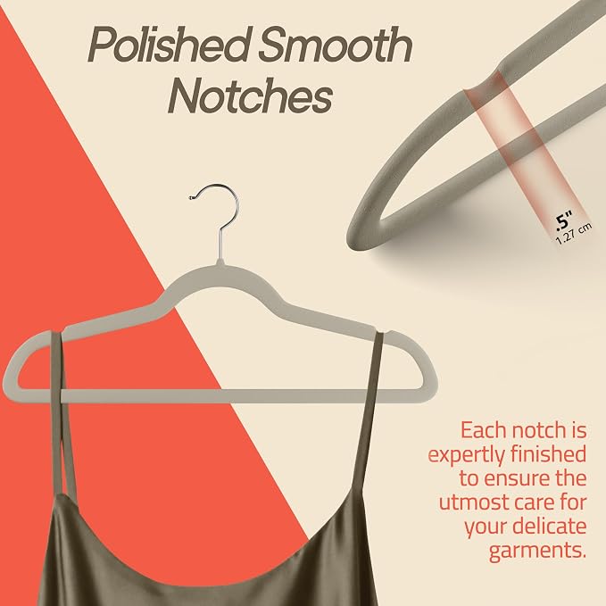 Ivory Velvet Hangers 5 Pack – 360° Swivel Hook, Non-Slip and Space Saving Hangers, Heavy-Duty 11 lbs Weight Capacity - Smooth Velvet Finish for Crease-Free Clothes and Effortless Closet Organization