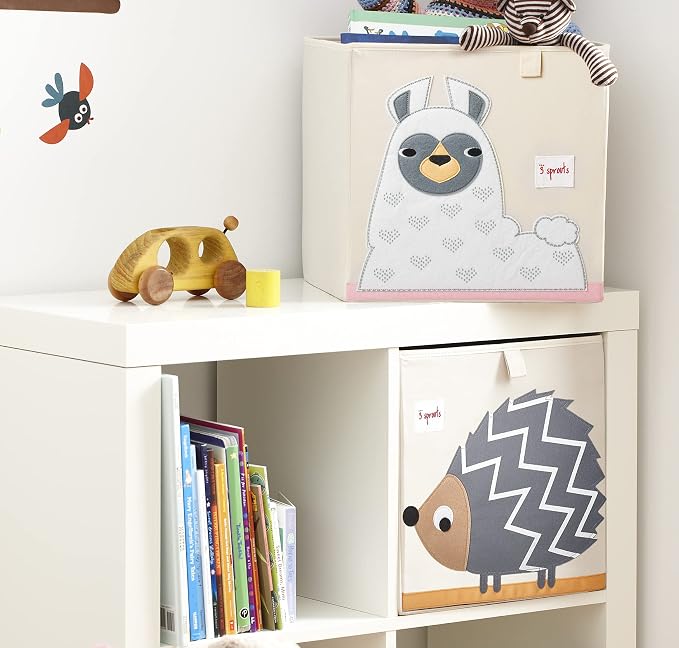 3 Sprouts Toy Storage Cube Bin, Foldable Storage Box, Llama | Foldable organizer, Playroom or nursery toy storage, Cube shelf compatible, Toys books clothes storage, Folds flat