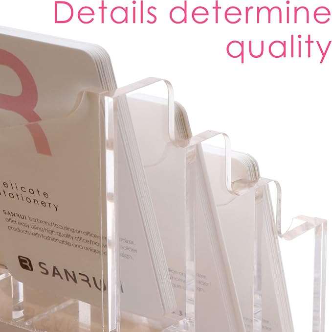 SANRUI Vertical Business Card Holder for Desk，Clear Acrylic Business Card Display Stand，9 Slots 3 Tier ，Holds 450 Cards