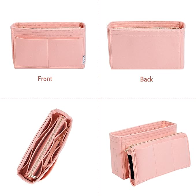 Vercord Felt Organizer Insert For Purse Handbag Tote Bag In Bag Inside Shaper Divider Neo Pink Slender Medium