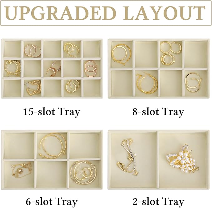 misaya Earring Organizer with 4 Drawers, 31-Slot Acrylic Jewelry Organizer Box for Women, Birthday Present, Cream