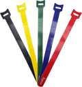 Superun 50 Pcs Multi-Color 10 Inch Fastening Cable Ties Reusable Cord Organizer, Adjustable Hook and Loop Wire Wrap Cable Management