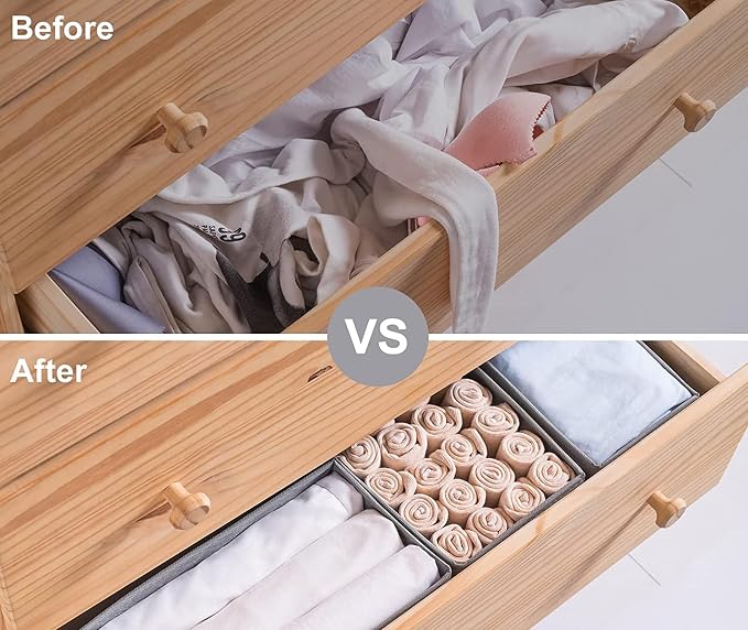 6 Packs Dresser Drawer Organizers for Clothing,Woven-Fabric Baby Clothes Organizer and storage in Bedroom-Closet & Drawer Organization-1 Large Cell