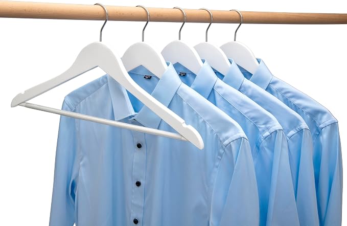 White Wood Bridal Dress Hangers 20 Pack, Heavy Duty Solid Wooden Hanger for Coat, Shirts, Jackets, Pants, Wedding Dress, Bridesmaid Suits-HL01W2