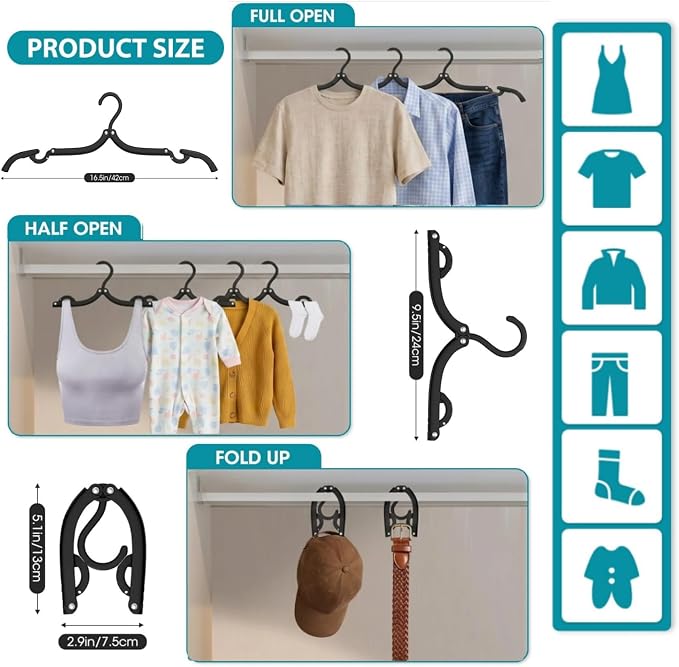 30Pcs Foldable Travel Hangers Cruise Essentials Travel Essential Phone Size | Portable Plastic Cruise Ship Essentials Cruises Must Haves 2026 for Suitcase Camping Flying RV Europe Vacation Grey