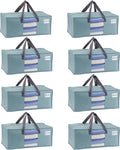 VENO 8 Pack Heavy Duty Moving Bags, Packing Bags with Clear Window, Alternative to Moving Boxes, Storage Bins for Clothes, Blankets, Comforters, College Dorm Essentials (Light Blue Matte, 8 Pack)