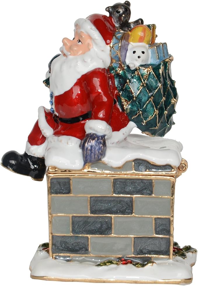 Christmas Ornament Trinket Box Jewelry Box Hand Painted Decorative Box with Hinged Lid Ring Earring Holder Holiday Figurine Collectible