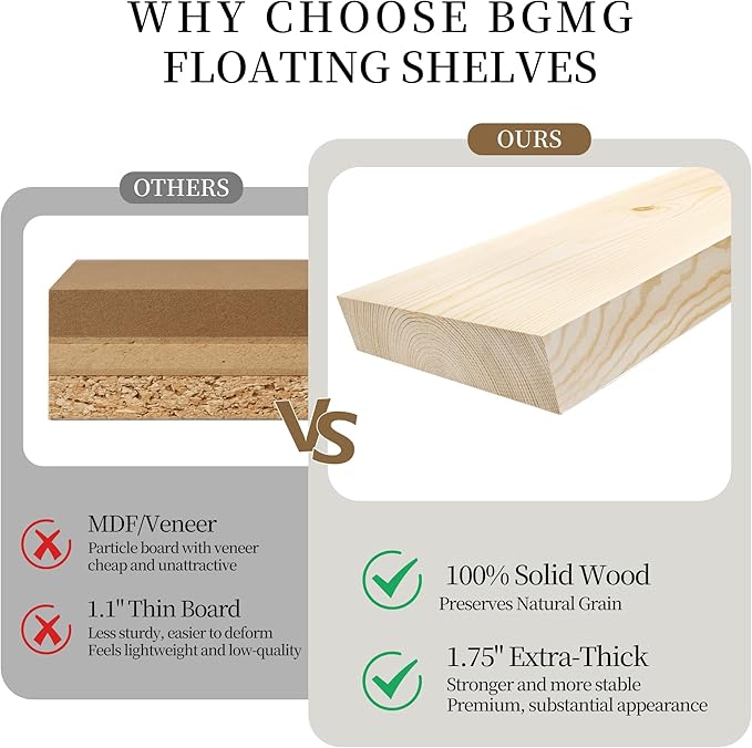 BGMG Floating Shelves 54 inch Long, Distressed Rustic Wooden Wall Shelves for Bathroom Living Room Bedroom Kitchen Farmhouse Set of 2-54x6.7x1.75 inch-Distressed Walnut
